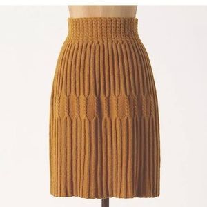 Anthropologie Yellow Knit Skirt Far Away From Close S